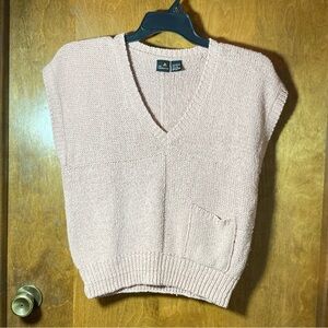 Vintage Liz Claiborne Blush V-Neck Sweater Vest with Pocket size small